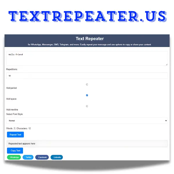 Text Repeater - Create Repeated Text with Custom Formatting